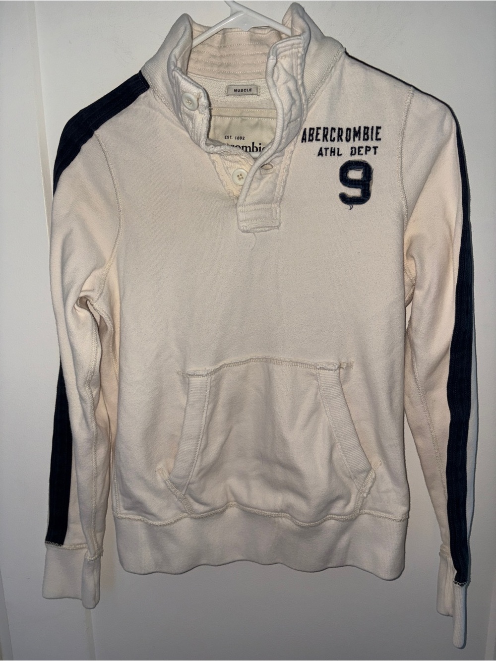 abercrombie kids muscle fit henley sweatshfirt boy's sz L EUC LN
